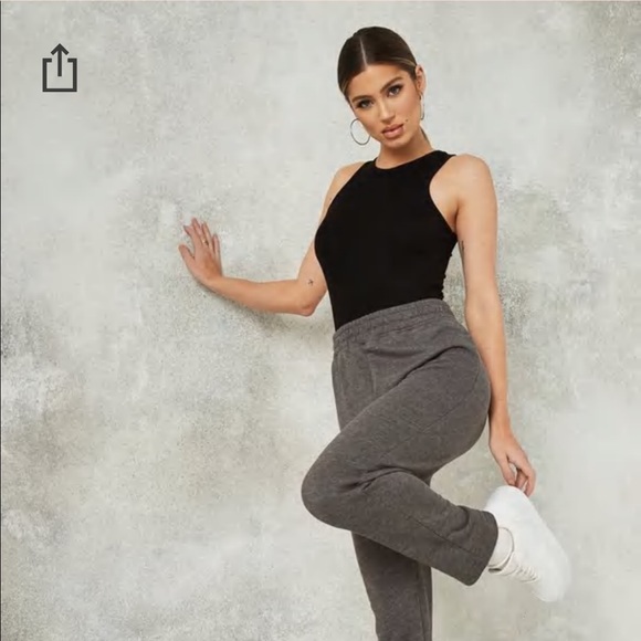 NWT Missguided Ribbed Racer back bodysuit in black - Picture 2 of 6